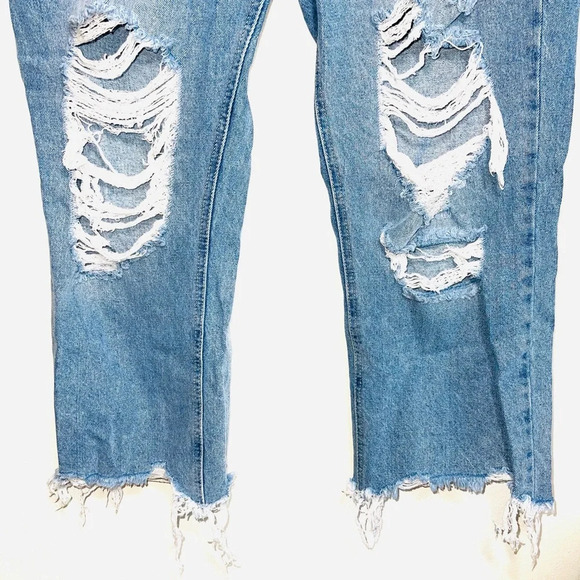 KanCan 100% Cotton Nonstretch Light Wash Ripped Straight Leg Jeans 32 Women’s - Picture 6 of 14